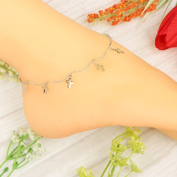"Handmade Anklet – Elegant & Delicate Jewelry for Women | UNVRC1040 - Picture 9 of 10